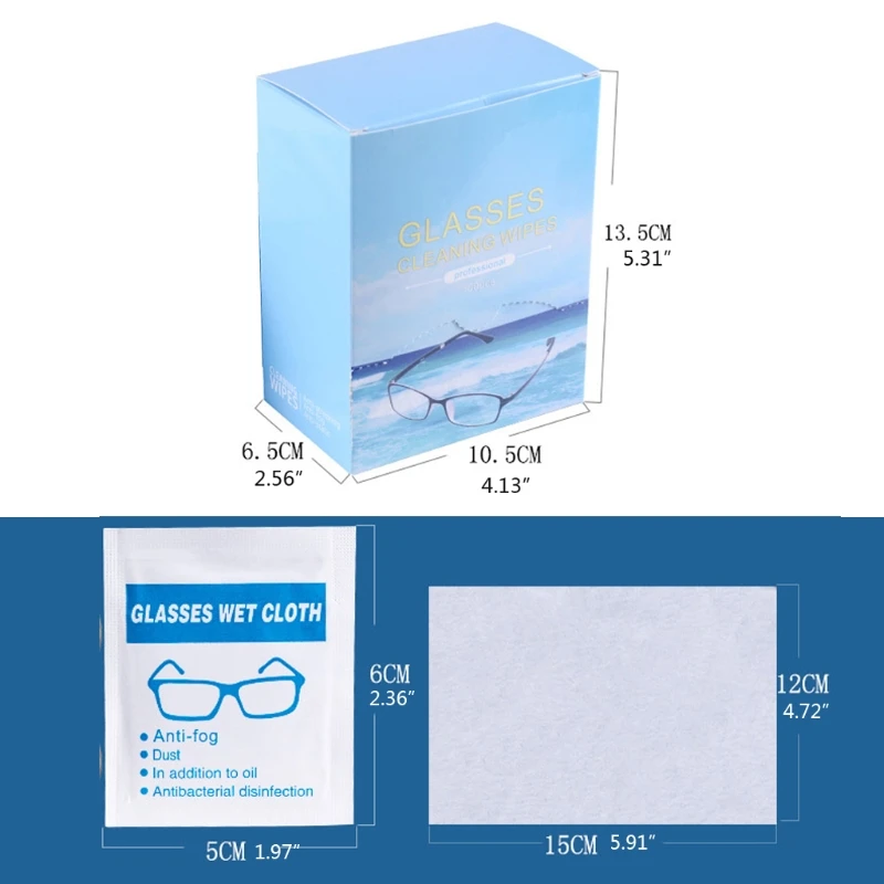 

100Pcs Lens Cleaning Wipes Pre-Moistened Individually Wrapped Screens Tablets Camera Lenses Eyeglasses Cleaning Wipe Kit