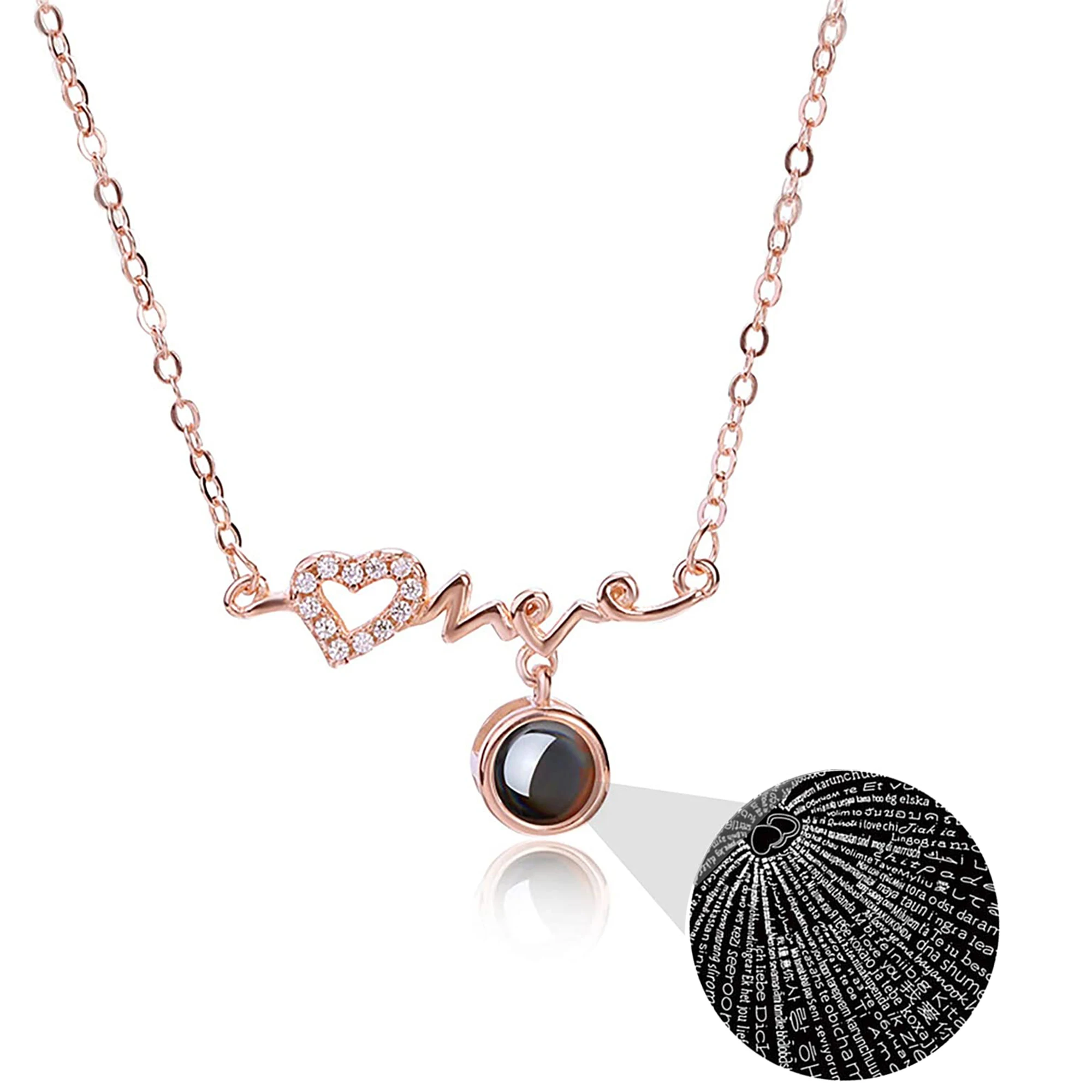 При индивидуальном заказе фотоснимком именем сердцебиение Форма ожерелье с