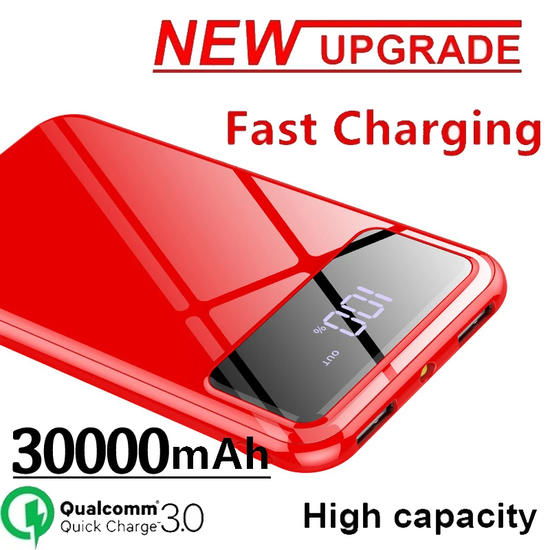 30000mAh Portable Power Bank External Dual USB Battery Charging Lighting LCD Digital Display Ultra-thin Charger | Мобильные телефоны