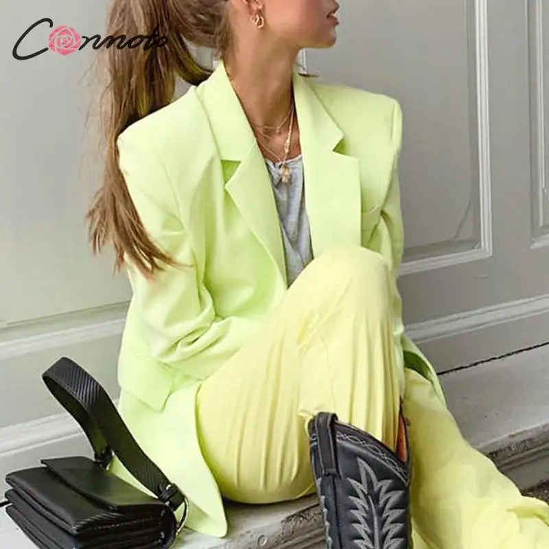 Conmoto/осень-зима 2019 модный Женский блейзер с карманами однотонные зеленые