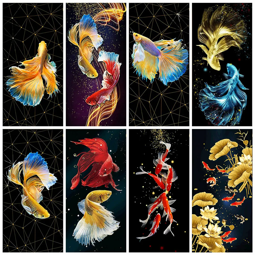 

Алмазная живопись 5D Huacan, искусство, вышивка в виде рыбы, мозаика с животными, украшение для спальни, подарок