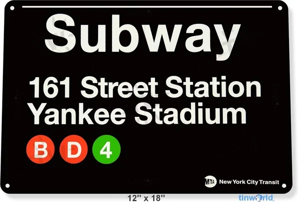 

TIN SIGN Quot Subway Yankee Stadium Metal New York Street Garage Store