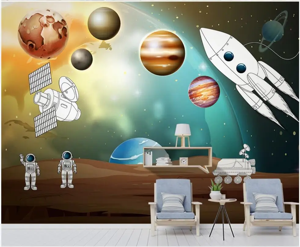 

Custom photo 3d wallpaper Cosmic Star Planet Astronaut Space Science and Technology Children's Room wallpaper for walls 3 d