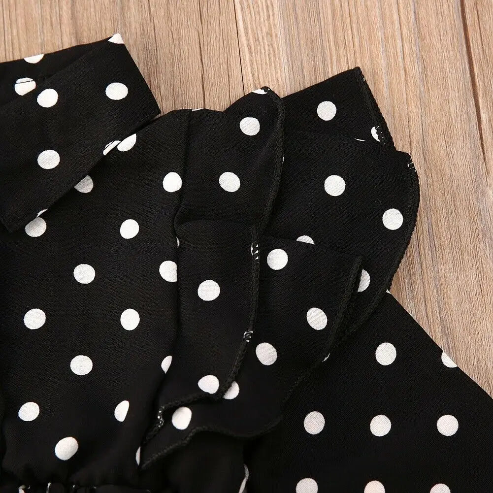 1-7Years Christmas Toddler Kid Baby Girl Clothes Ruffle Swing Dress Dots Party Dresses | Детская одежда и обувь