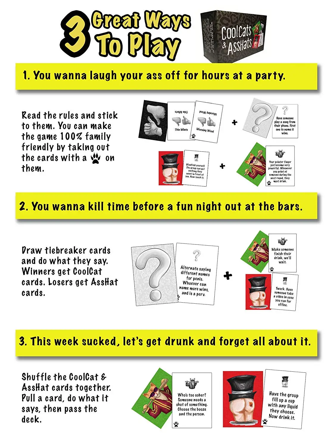 

CoolCats & AssHats - Home The Funnest Adult Party / Drinking Card Game Tarot Decks