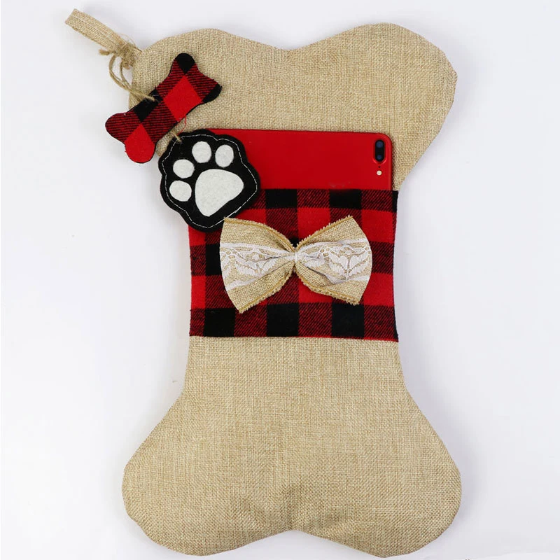 Популярные Рождественские Чулки в виде кошачьих лап подвесные украшения для