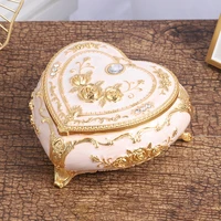 luxury heart shape jewelry trinket box with mirrored metal treasure chest storage keepsake gift box for birthday mothers day