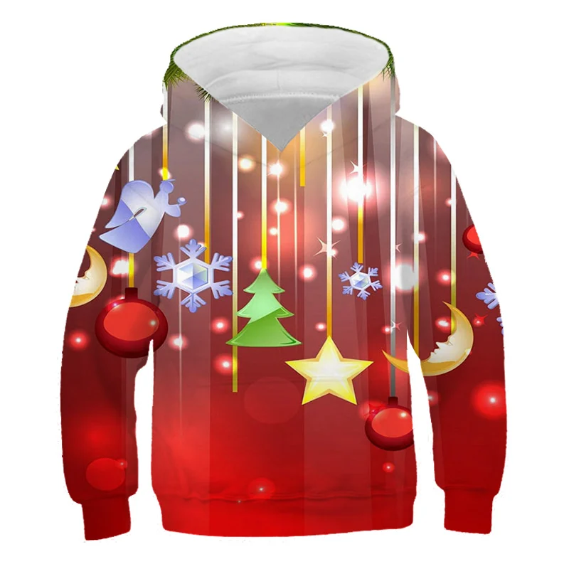 

2021 Fall Winter Merry Christmas Hoodie Decoration Boys Girls Christmas Casual Hoodie 4-14T