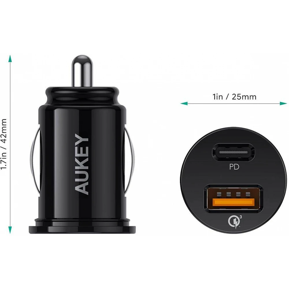 Зарядное устройство Aukey Dual Port Car Charger Total Output 21W CC-Y11 | Электроника