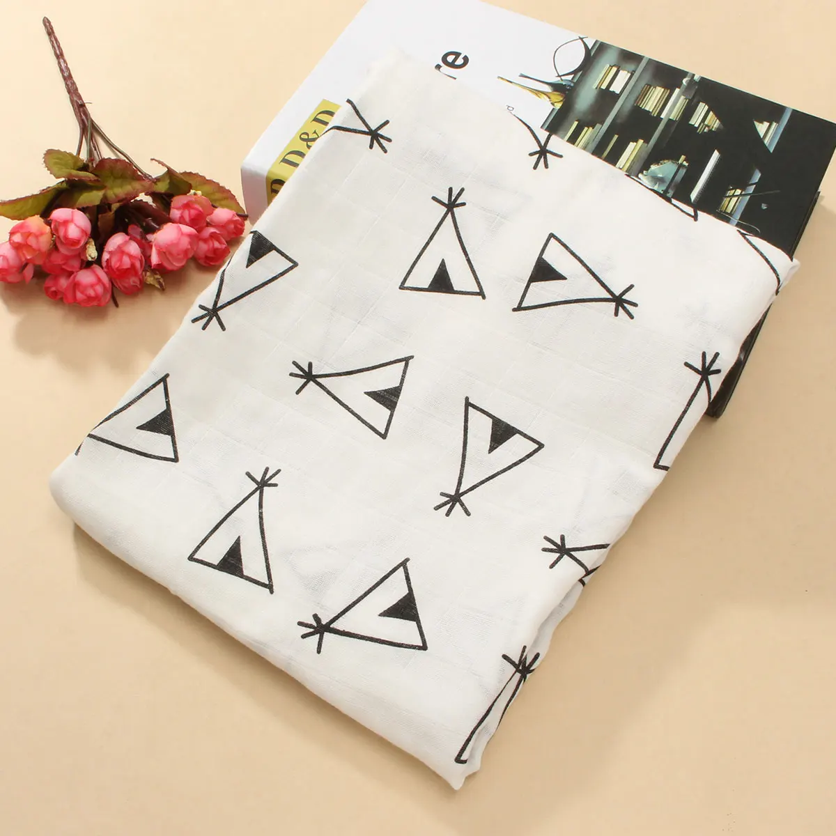 Teepee 120X120 см, хлопковое детское полотенце с принтом «Hug», Новое высококачественное банное полотенце для малышей, панда/вигвама/бутылка для молока/треугольник - Цвет: Teepee