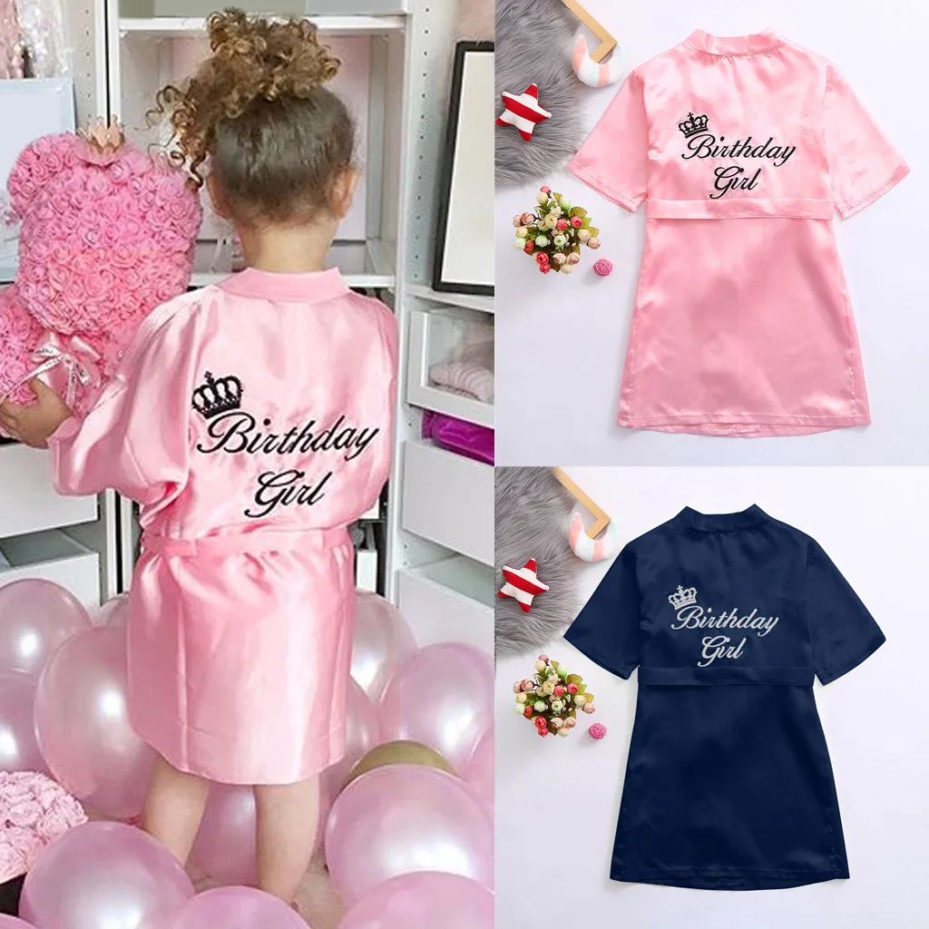 Одежда для маленьких девочек детский однотонный Шелковый банный халат одежда