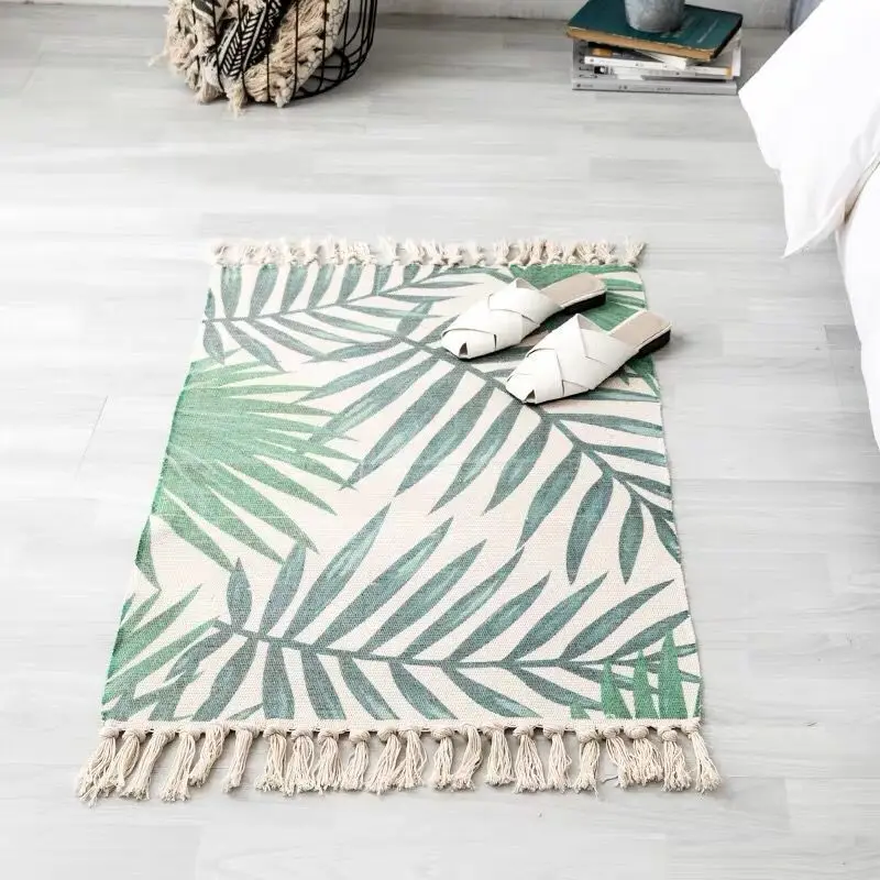 bohemian tassel simple cotton linen retro ethnic style carpet floor mat for bedroom living room bedside small prayer rug 60x90cm free global shipping