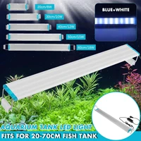 aquarium light led waterproof clip on lamp for fish plant tank 20 50cm ultra thin pvc blue white lighting 8w 15w 220v