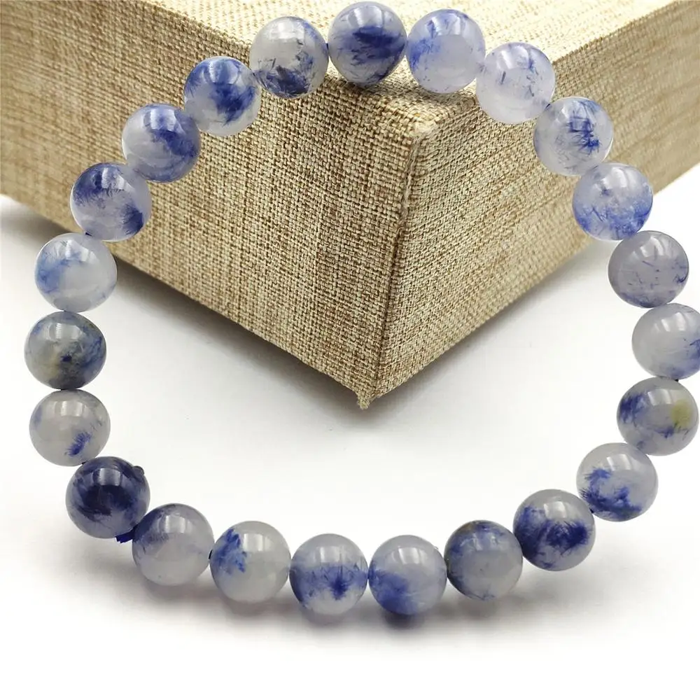 8 мм топ натуральный синий дюмортиерит кварц Rutilated Кристалл для женщин и мужчин