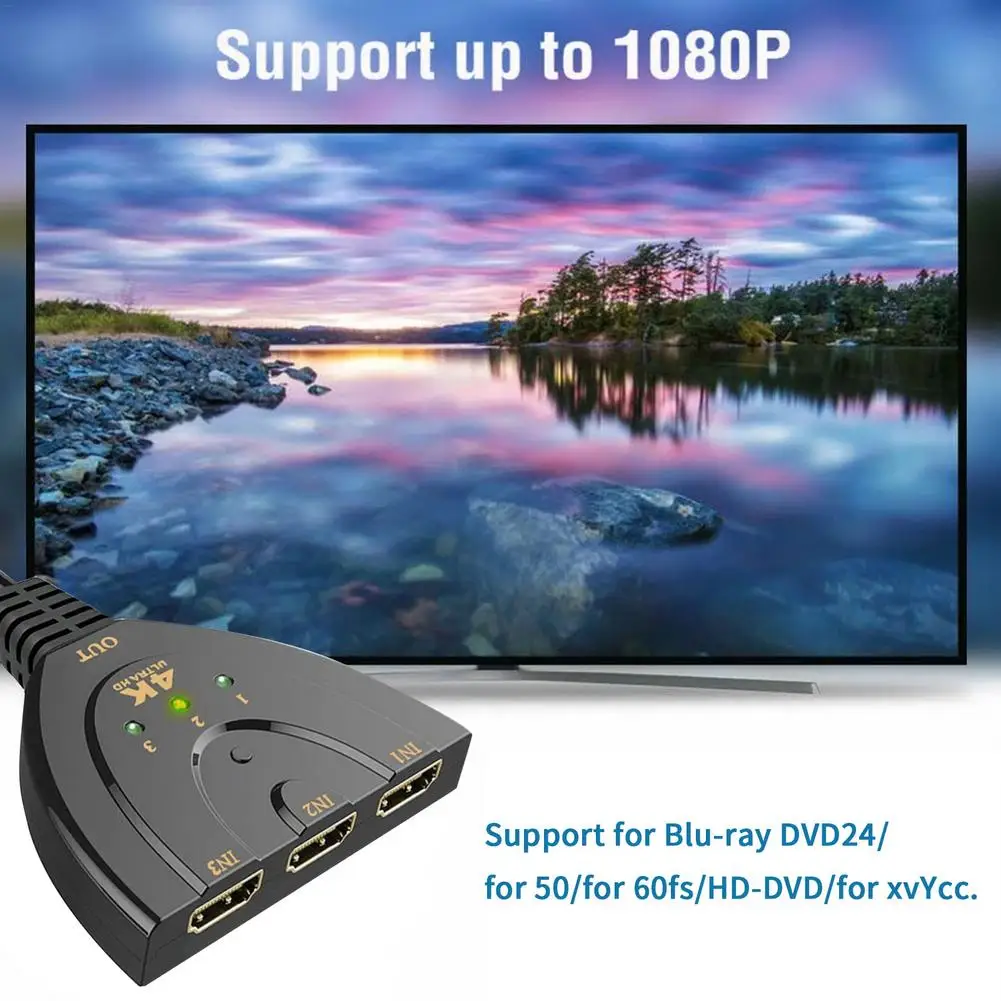 4K * 2K 3D Mini 3 порта HDMI-совместимый переключатель 1.4b сплиттер 1080P в 1 порт