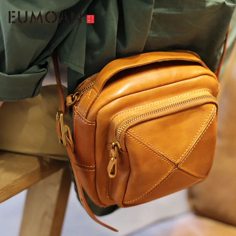 EUMOAN оригинальная Осенняя новая маленькая сумка ручная из воловьей кожи стеганая