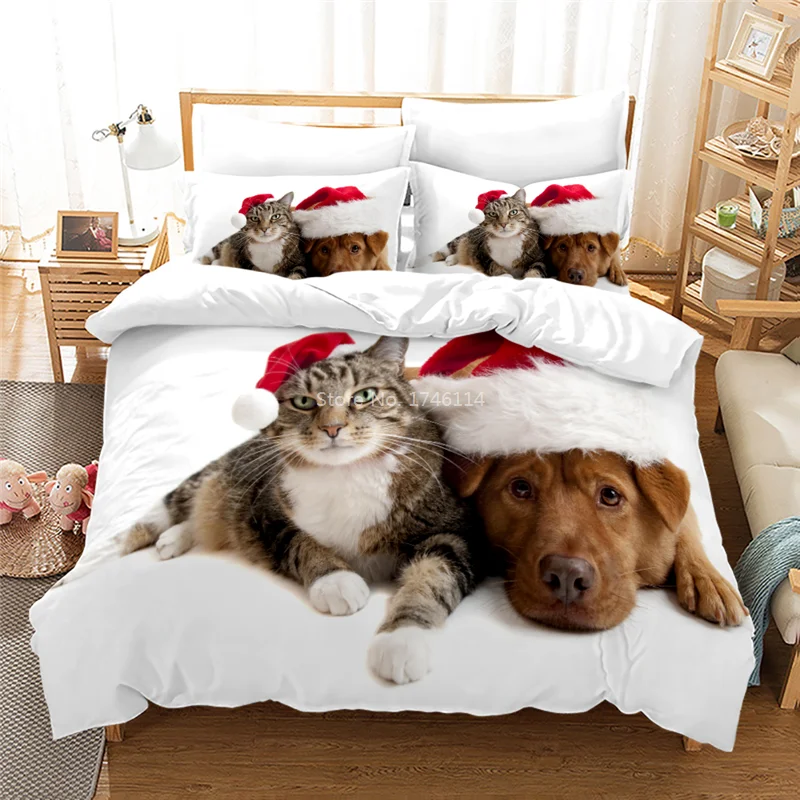 

3D Lovely Pet Puppy Dog Cat Printed Duvet Cover Set 2/3pcs Soft Comfortable Bedding Set Twin Full Queen King Size Home Textile