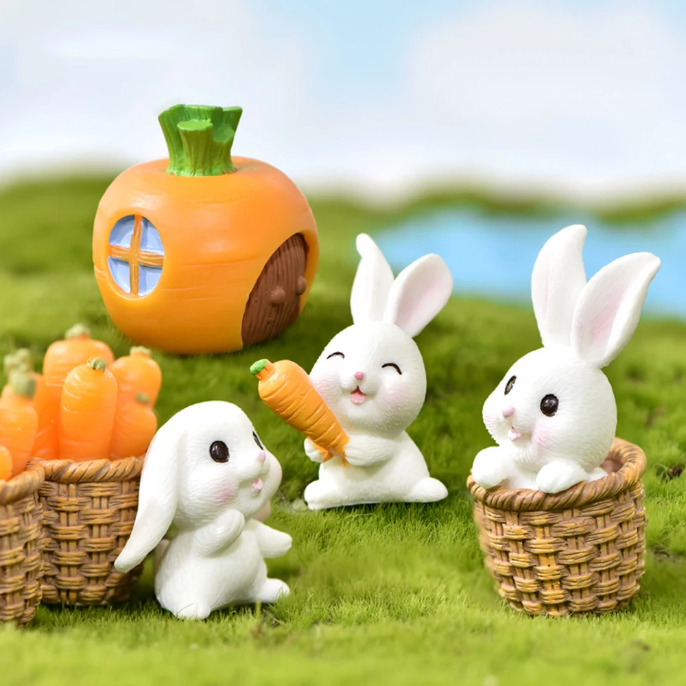 

Easter Rabbit and Hare Miniatures Resin Craft Figurine Mini Bunny Home Cake Decoration Accessories Desk Office Fairy Garden