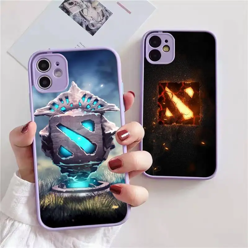 

Game dota 2 logo Phone Case For iphone 13 12 11 xr xs x 7 8 pro max light purple Soft TPU Silicone Clear Case Cover