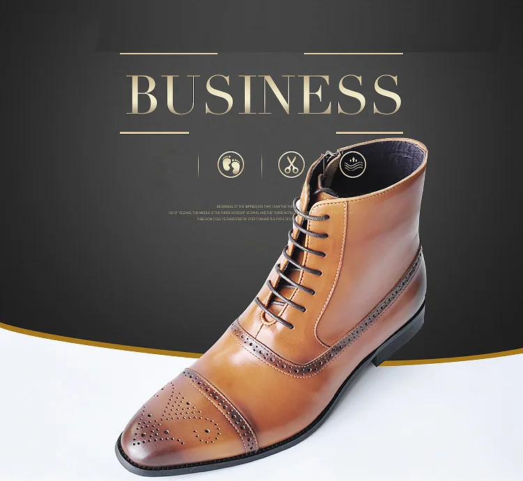Italy Handmade Classic Men Boots High Quality Leather Men Dress Shoes Outdoor Autumn Man Moccasins Lace-UP Male Men Ankle Boots