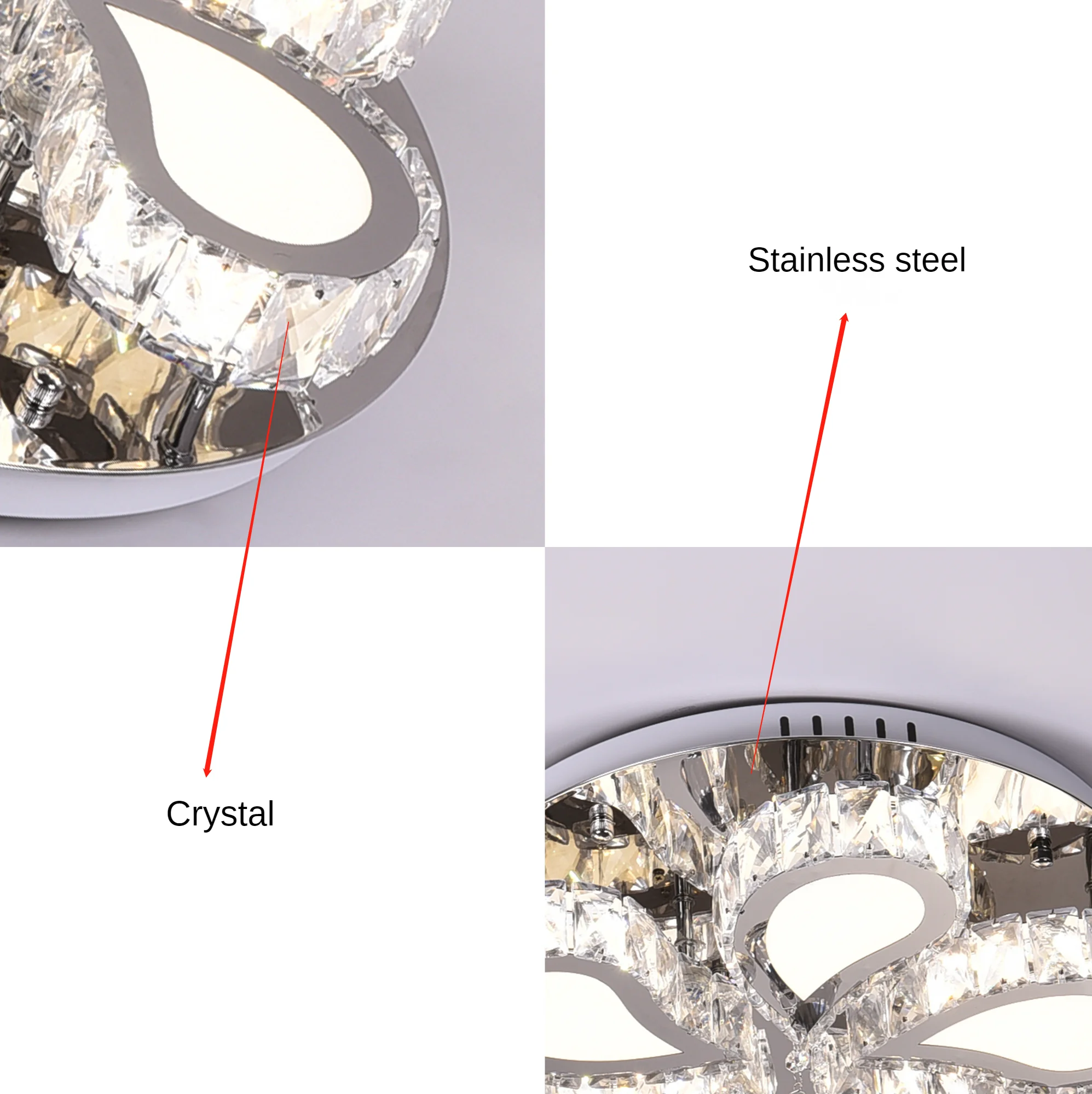 

Ceiling light Led, 45W 17.7 inch round LED crystal lamp, cool white warm lighst, very suitable for bedroom, corridor, kitchen