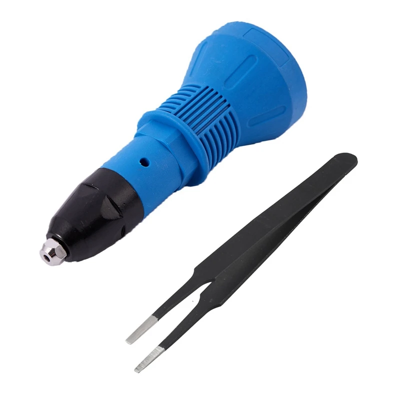 

1 pcs Anti-Static Flat Square Tip Straight Tweezers & 1 set Electric Rivet Nut Riveting Adaptor Insert Nut Tool