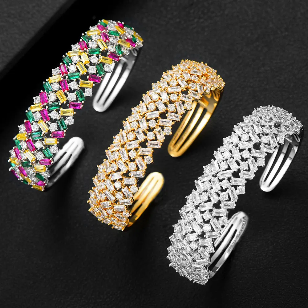 

GODKI 2020 Trendy Luxury Baguette CZ Stackable Bangle Cuff For Women Wedding Full Cubic Zircon Dubai Bracelet Party Jewel