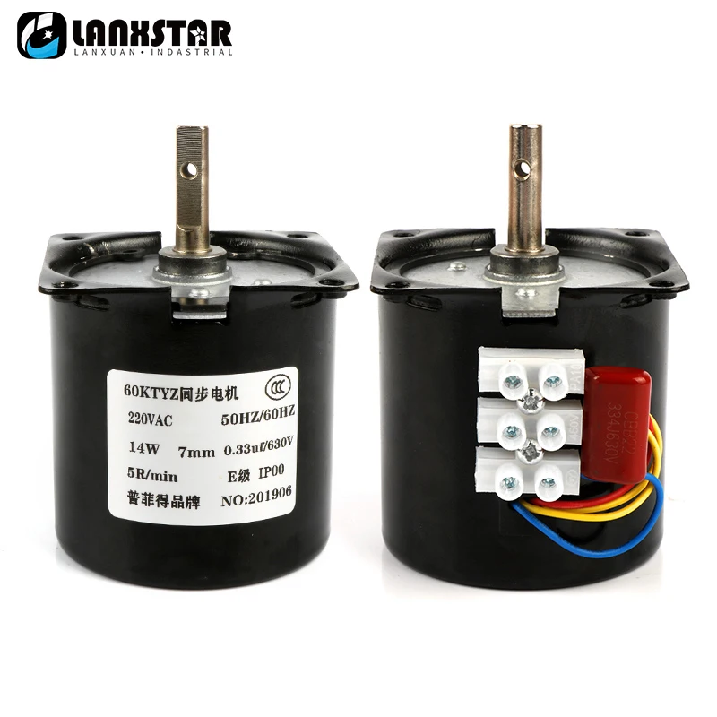 

AC 14W Micro Gear Motor 2.5 5 10 15 20 30 50 60 80 110 rpm 60KTYZ Permanent Magnet Synchronous Gear Motor Low Speed 220V