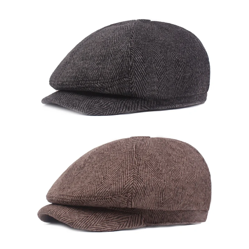 

Outdoor Sports Cap Striped Imitation UV Cotton Linen Flat Newsboy Painters Driving Hat Cap