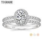 TIGRADE 1.5ct 925 пробы серебряные кубические циркониевые Свадебные кольца наборы овальной огранки обручальные кольца с фианитами обручальное кольцо для женщин