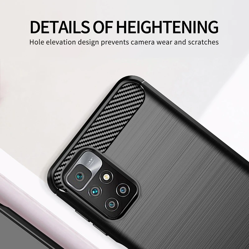 

For Xiaomi Redmi 10 Case Carbon Fiber Shockproof Silicone Case for Xiaomi Redmi Note 10 Pro Case For Redmi Note 11 11 Pro Plus