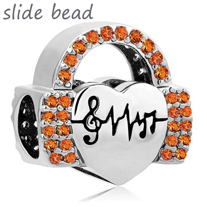 Fit Pandora Браслеты с подвесками синий фиолетовый музыкальные ноты наушники музыка Шарм шарик DIY Женская мода ювелирные изделия
