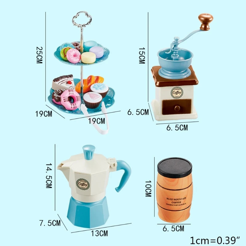 

Play Dessert and Toy Coffee Maker Set Age 3 4 5 6 7 8 Indoor Outdoor Pretend Toys Tea Set for Toddlers Kids Tea Set