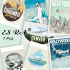 7 шт.компл. наклейки для ноутбука в стиле ретро большого размера, эстетические наклейки для ноутбука, водостойкие наклейки из ПВХ, эстетические наклейки