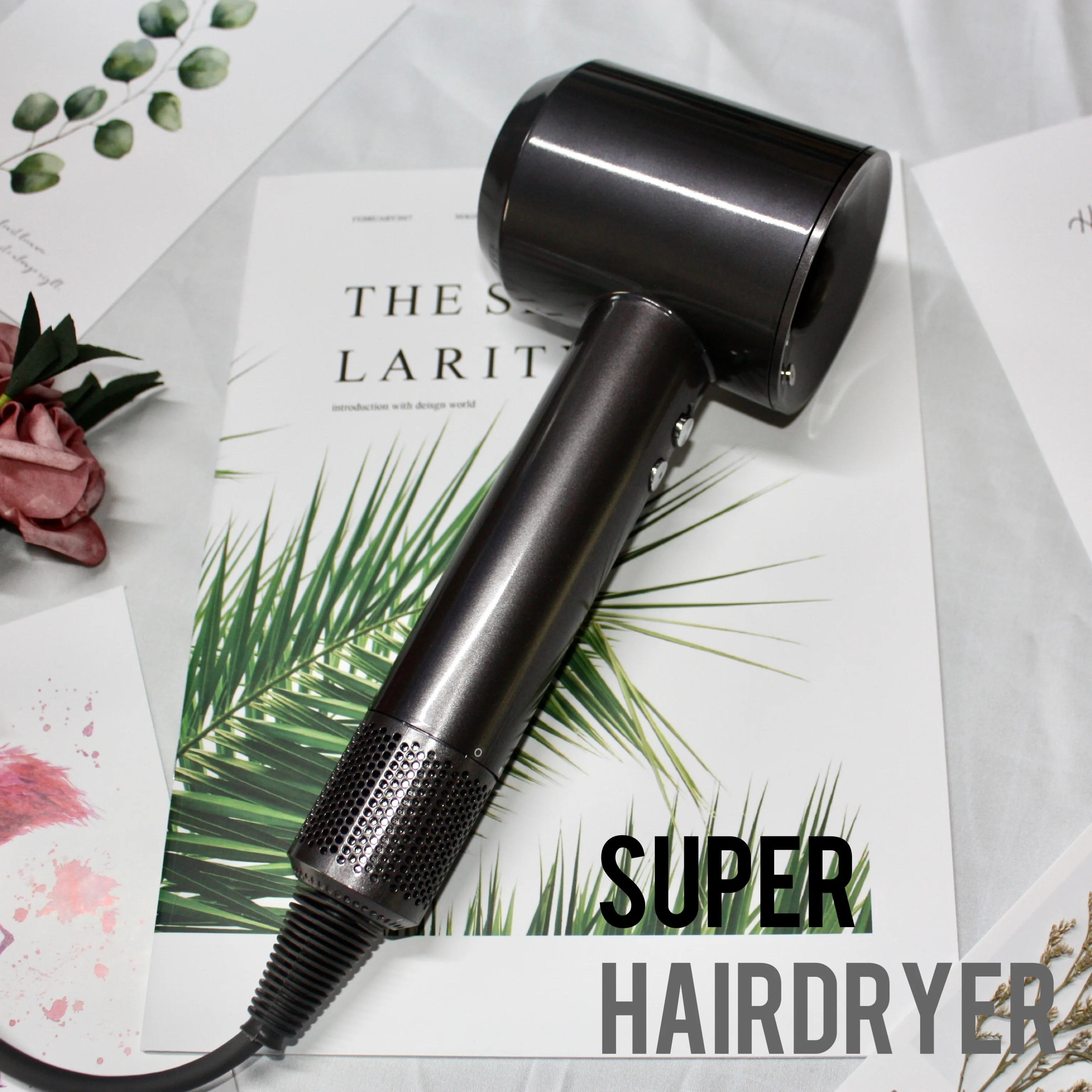 Negative Ion Hair Dryer Professional Hair Dryer With Flyaway Attachment Multifunction Temperature Control For Salon Style Tool
