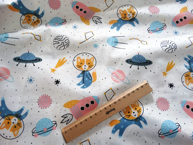 Космическая кошка звезда олень хлопчатобумажная ткань для Diy Детская стеганая Подушка Одеяло скрапбук шитье Декор tecidos para costura Tissus Tilda