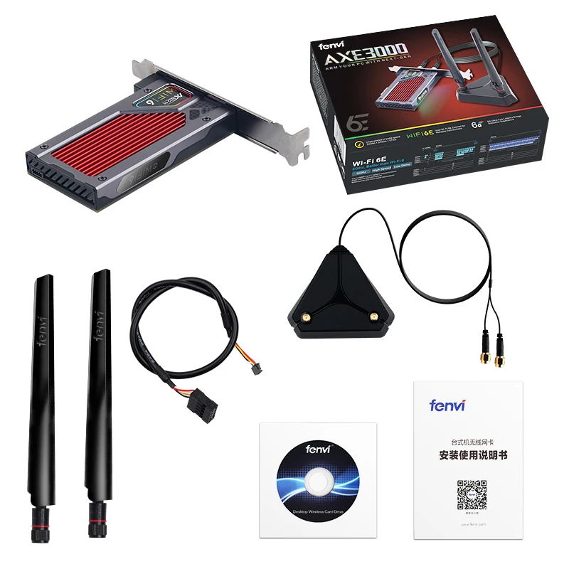 Fenvi AXE3000RGB трехдиапазонная Wi-Fi 6E беспроводная карта Bluetooth 5 2 PCI-E AX210 4g/Φ/6 ГГц адаптер