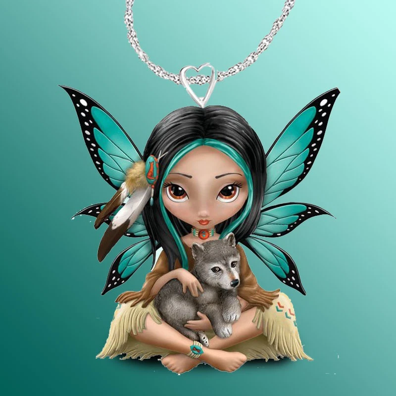 

8Styles Fashion Women Cartoon Series Elf Girl Decoration Heart Shaped Necklace With High Quality