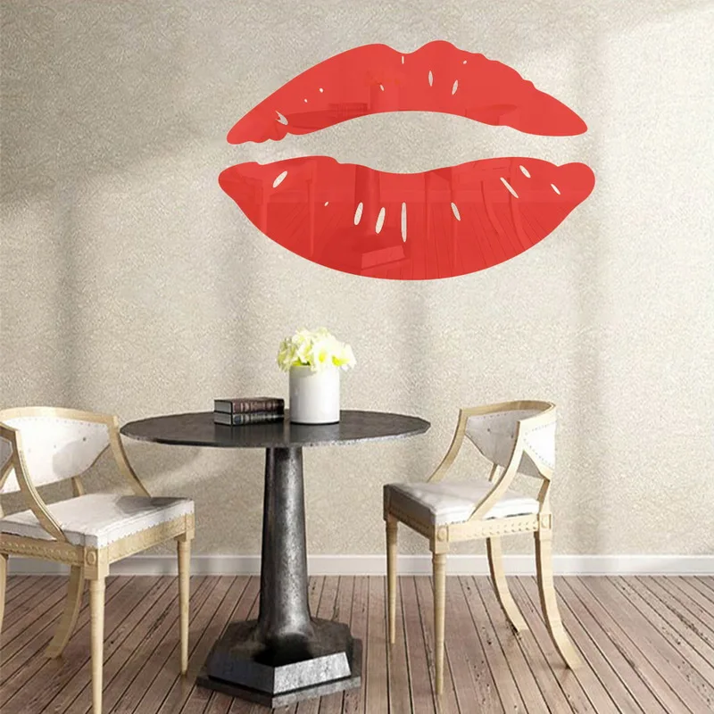 Горячие 3D зеркало Губы Макияж наклейки на стену креативное искусство обои