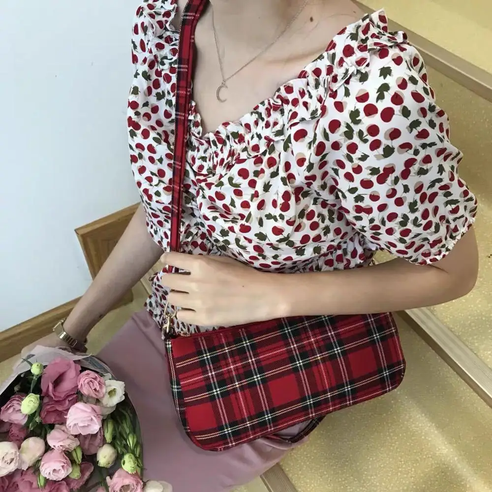 

Fashion women bag grid canvas cross body one shoulder small bag lady cute girl vintage messenger bag hawet7