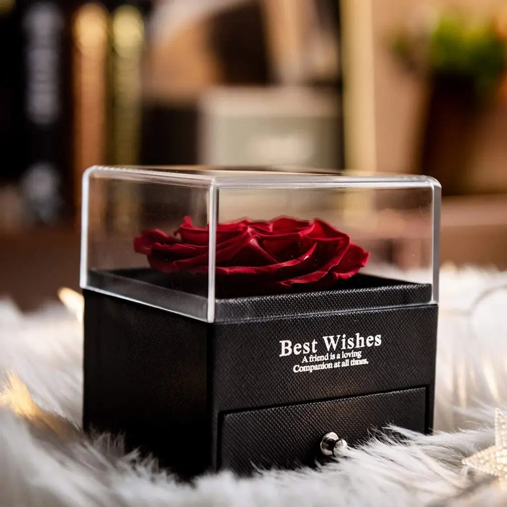 

Rose Jewelry Box Acrylic Jewelry Packing Box Necklace Ring Eternal Flower Box Birthday Gift Box Red Rose Gift Box