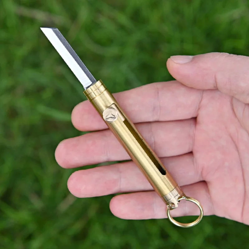 

Mini EDC Detachable Knife Portable Paper Cutting Multi-function Mini Blade Knives Brass Pocket Key Rings Folding Knife