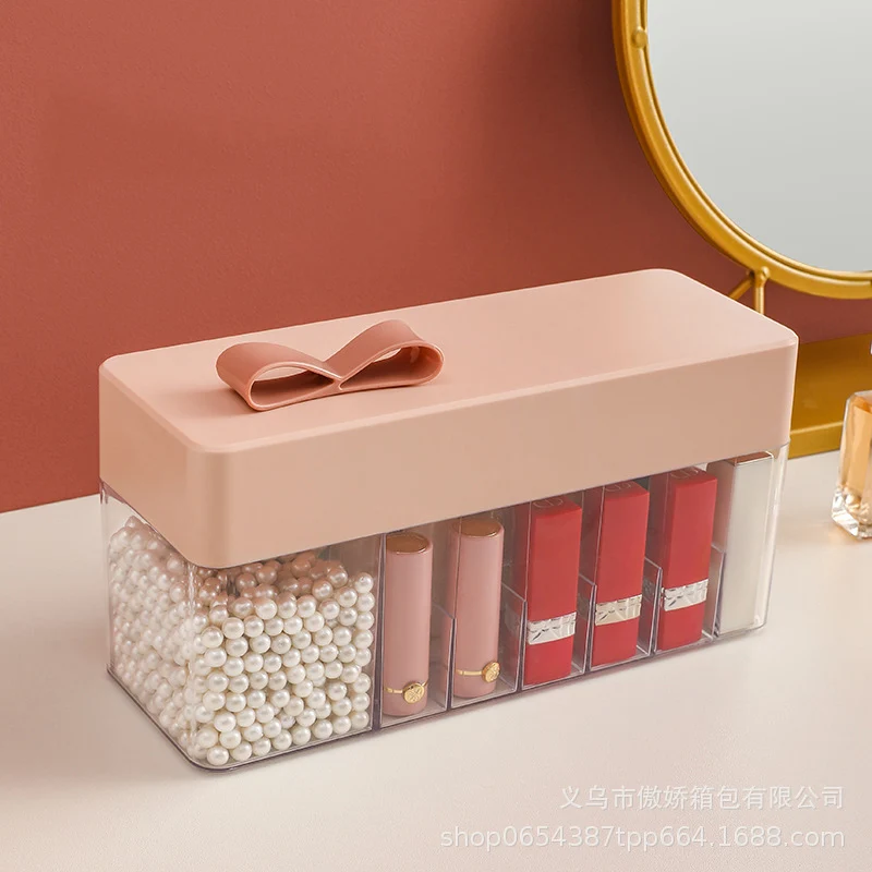 

Lipstick Organizer Acrylic Lipstick Holder with Lid Dustproof Transparent Lip Gloss Display Decoration for Dresser Countertop