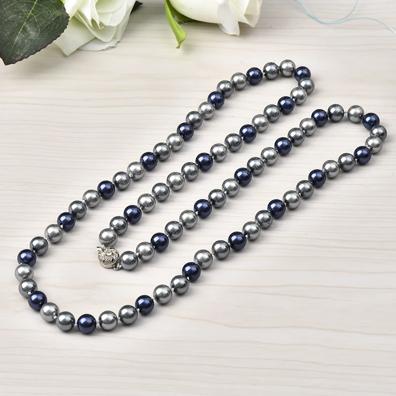 Жемчужное ожерелье с узелком плетеная цепочка для свитера разноцветное из