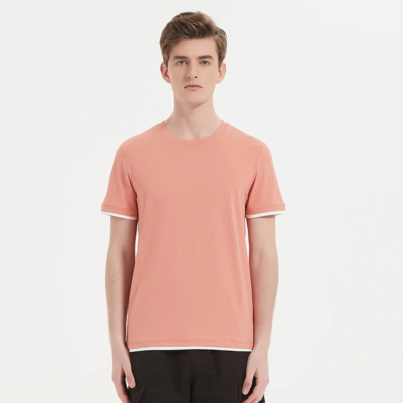 

Men's Short Sleeve T Shirt With Contrast Trims