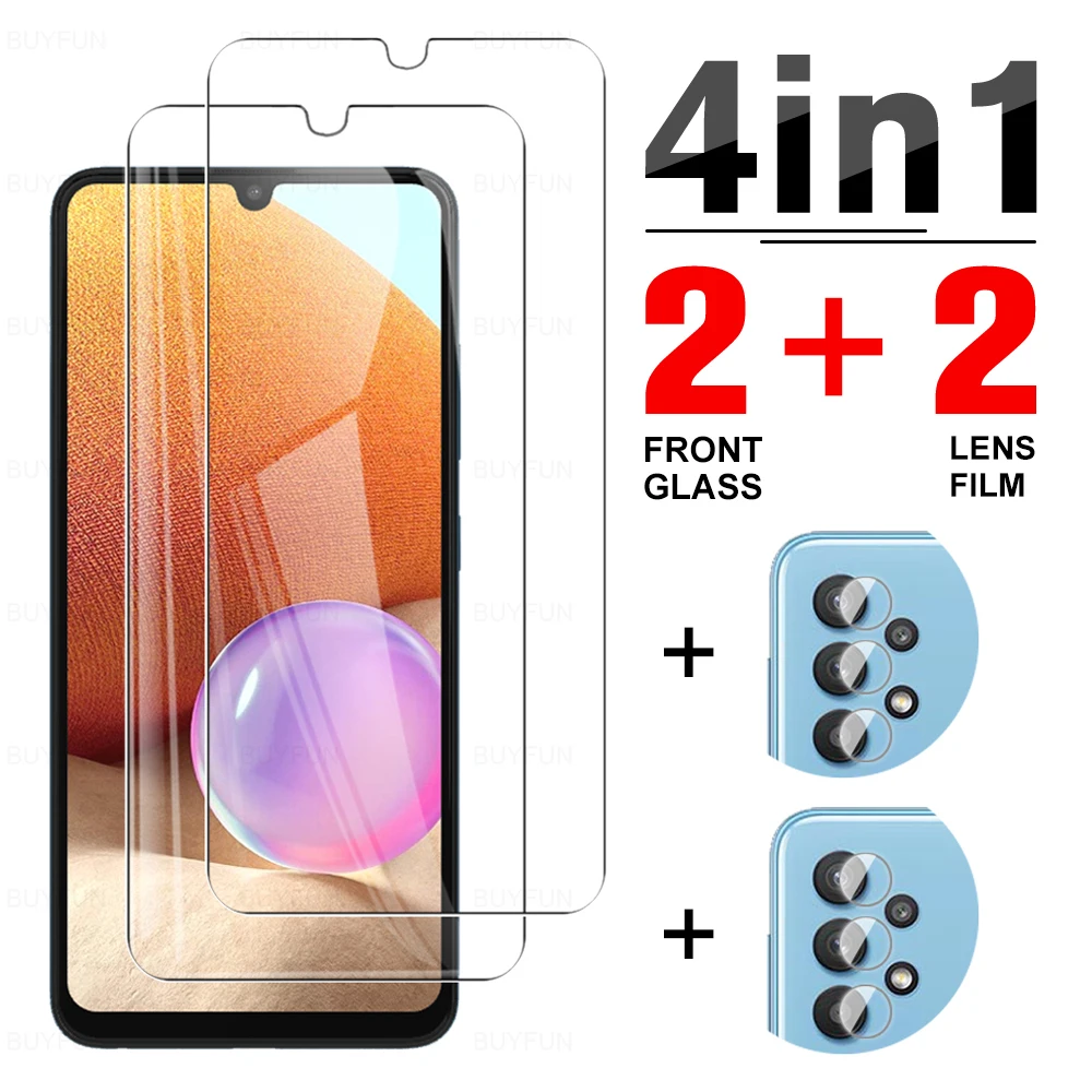 

4in1 Tempered Glass Case For Samsung Galaxy A32 Camera Protective Film For Samsung A22 A32 A52 A52S A72 4G 5G Screen Protector