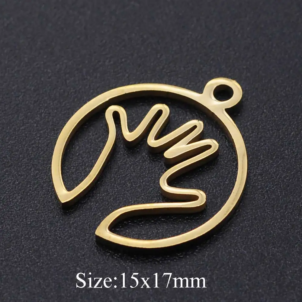 10pcs/lot Real Stainless Steel Hollow Hand Charms Pendants for DIY Jewelry Making Necklaces Bracelet Accessories 15*17mm | Украшения и