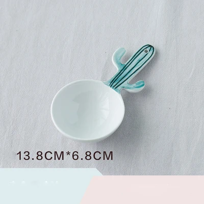 Soup Spoon 1 1 шт., набор керамических ложек с милым КАКТУСОМ, ложка для кофе, молока, супа, фруктов, мороженого, десерта, чайных ложек, кухонные аксессуары, питьевые инструменты - Цвет: Soup Spoon 1