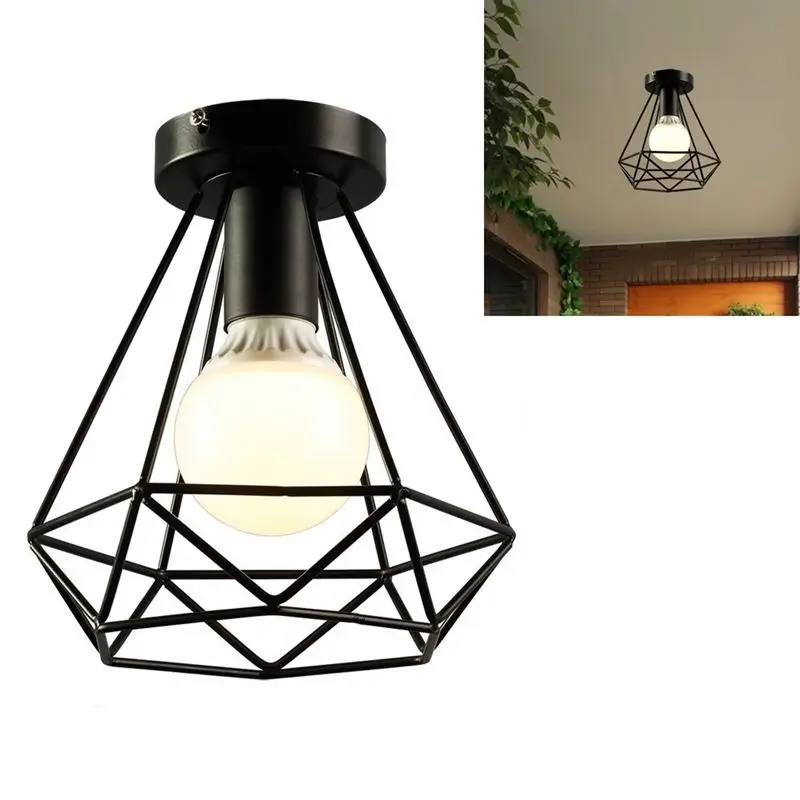 

Vintage Industrial Rustic Flush Mount Ceiling Light, Metal Pendant Lighting Lamp Fixture for Hallway