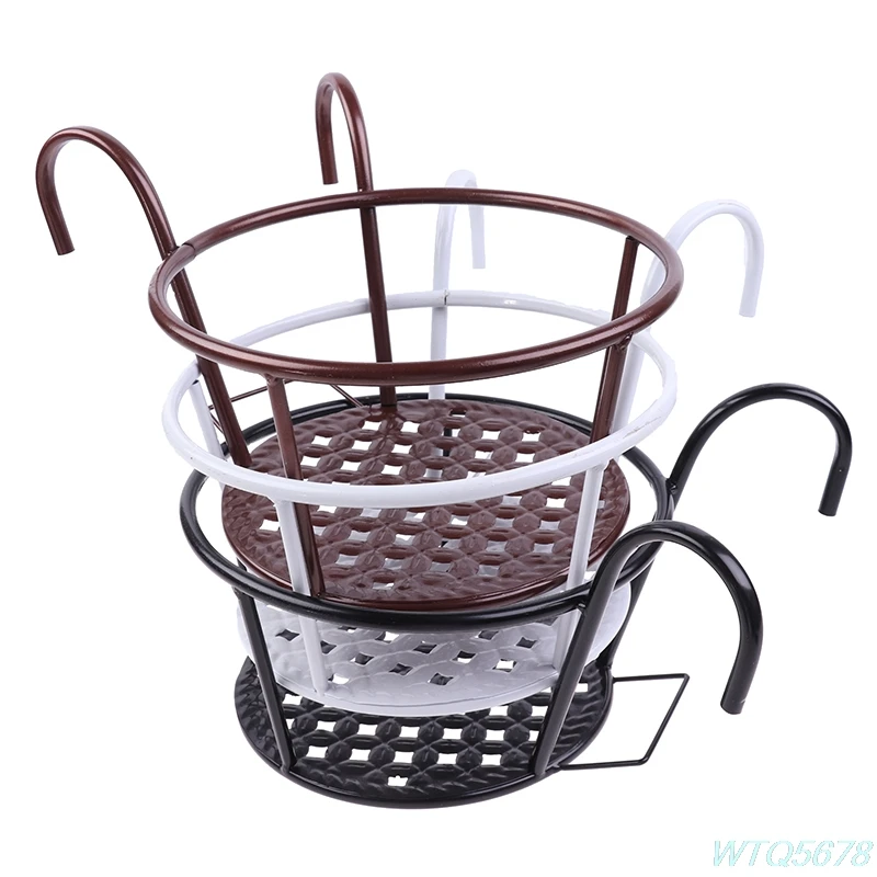 

Outdoor Hanging Basket Plant Iron Racks Fence Balcony Round Flower Pot Decor